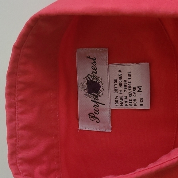 3/$20 Purple Crest Pink Casual Button-Up Shirt - Picture 5 of 6